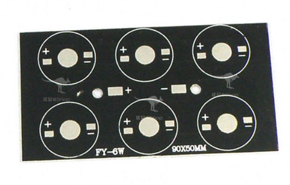 (image for) 6W 90x50mm LED High Power Rectangular Aluminum Plate 6 Series Connections